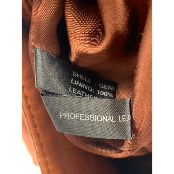 MICHAEL HOBAN Women’s Brown Leather North Beach Button-Up Long Sleeve Coat SZ 10 - Picture 10 of 11